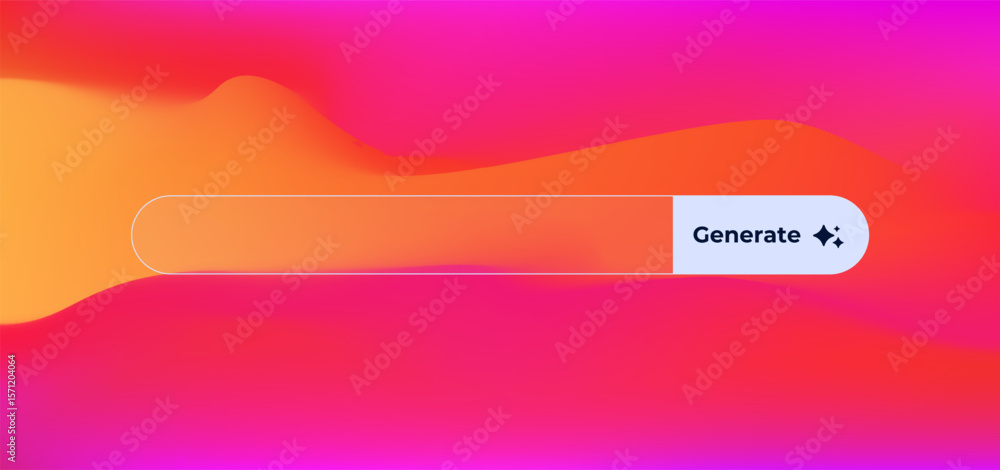 Poster ai interface featuring a search bar and a vibrant button labeled generate in a vivid gradient design