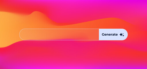 Ai interface featuring a search bar and a vibrant button labeled generate in a vivid gradient design.