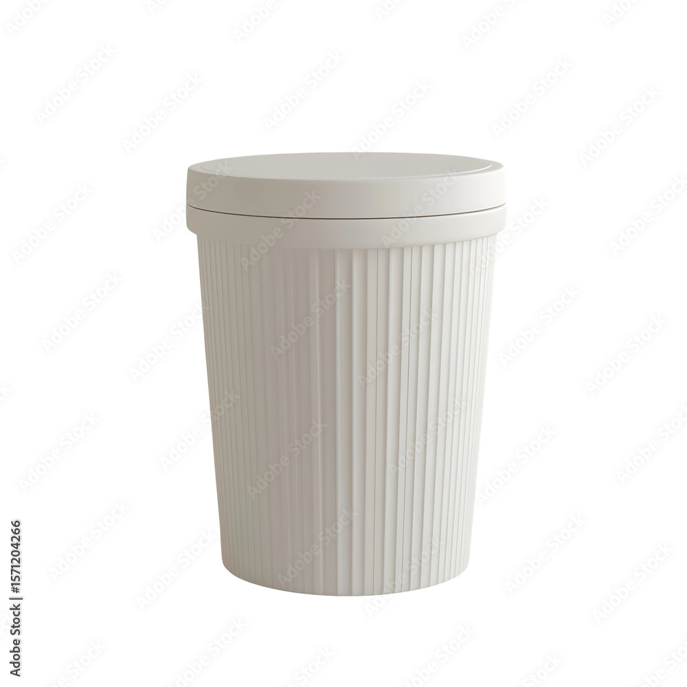 Fototapete 3d of white ribbed container with lid on transparent background