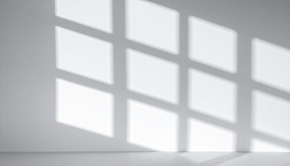 Fototapeta premium White Wall with Gridded Window Shadow Pattern