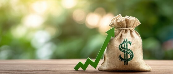The money bag with a dollar sign symbolizes financial growth and investment potential.