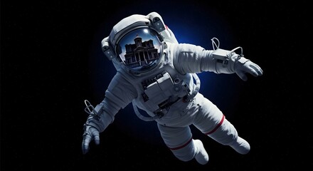 An astronaut floating through the vastness of space, the stars twinkling faintly in the background, representing exploration and discovery.
