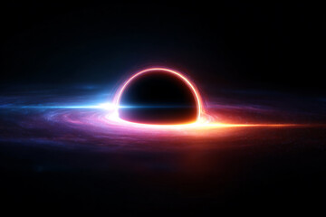 a black hole with a glowing light in the middle