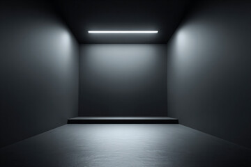 a dark room with a light in the middle