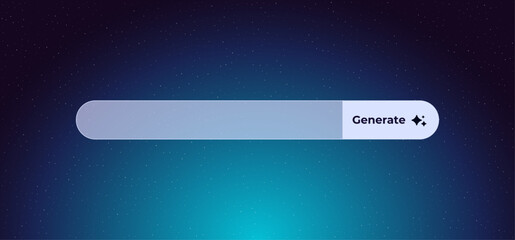 Ai art generation button with a search bar for creative digital art. modern design symbol.