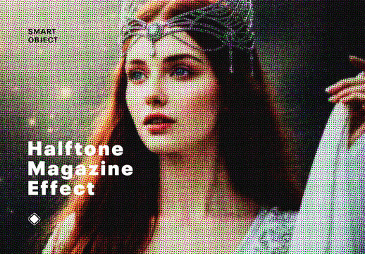 Retro Halftone Magazine Poster Photo Effect Mockup