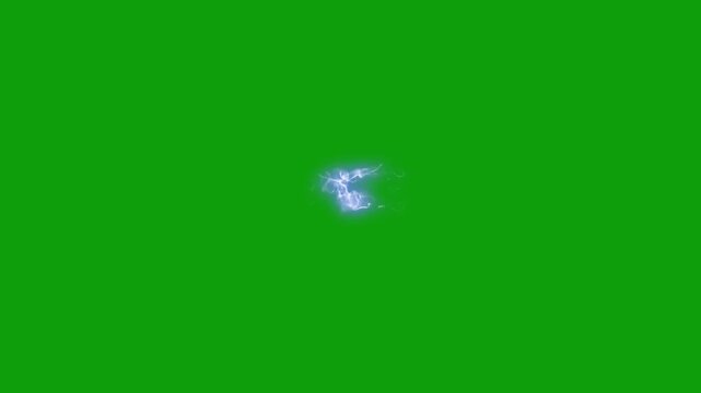 Explosion blue shockwave video.Blue energy loop animation background. Shockwave Footage. Blue energy blob of shiny cosmic particles.Blue glowing Abstract energy ball with fire on Green background.