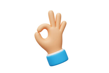 Hand gesture emoji showing OK sign in 3D style, isolated on transparent background for communication and reaction icons.