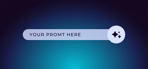 A contemporary interface design specifically for inputting prompts, featuring visually striking vibrant blue gradients