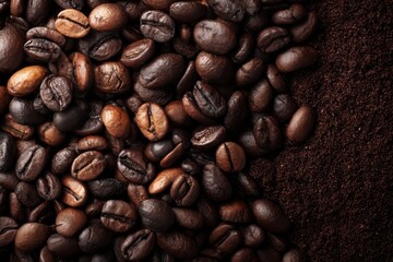 Fototapeta premium Background of roasted coffee beans