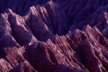 Crimson mountain ranges, detailed close-up