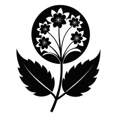 moonwort flower silhouette on white-background