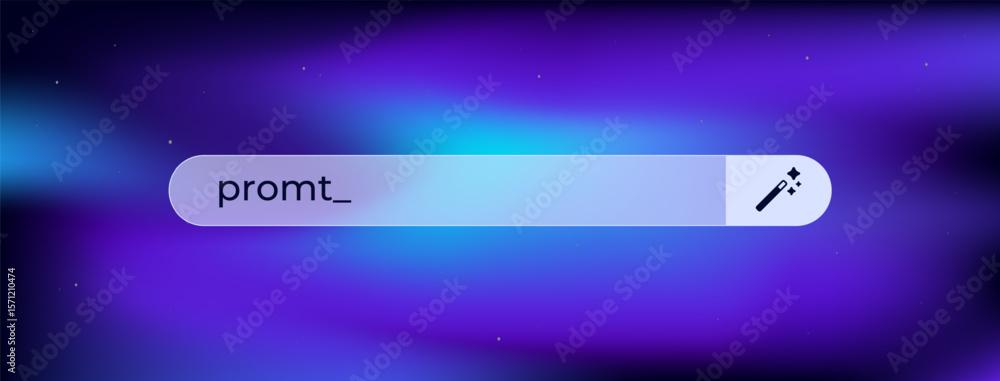 Poster ai inspired search prompt bar featuring a magic wand icon symbolizing transformation in digital tech