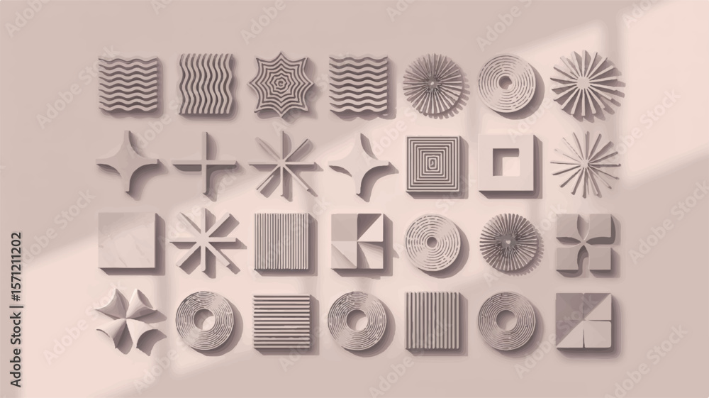 Poster geometric shapes with subtle shading abstract patterns