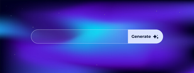 Ai interface showcasing a search bar with generate button. designed for user interaction and results.