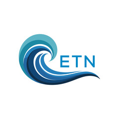 ETN  Abstract Wave Logo with Blue Gradient and Modern , ETN  Later Logo , Creative Ocean Wave Logo Design with ETN Text.
