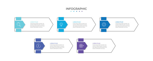Presentation business infographic template with 5 steps. Vector illustration.