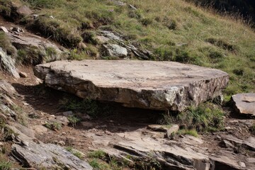 Fototapeta premium Big flat rock on hill
