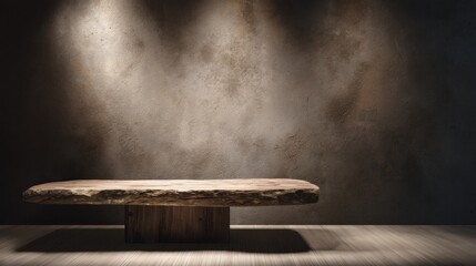 Rustic wooden table against a textured wall (1)