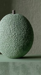 A textured, light-green sphere on a textured platform.