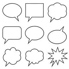 Diverse speech bubbles and comic style explosion shape talk