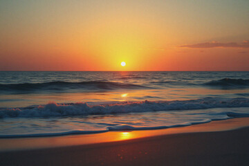 Fototapeta premium Peaceful Ocean Sunset with Calm Waves