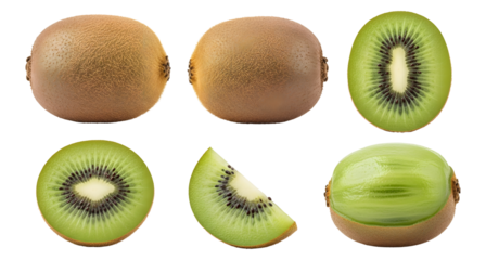 Kiwi fruit nutrition facts benefits and delicious recipes ideas on transparent background
