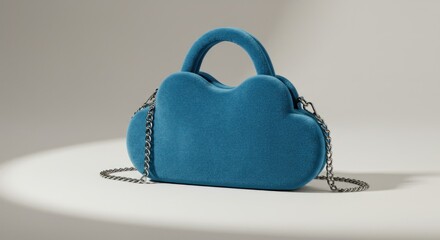 Teal cloud-shaped handbag, studio shot