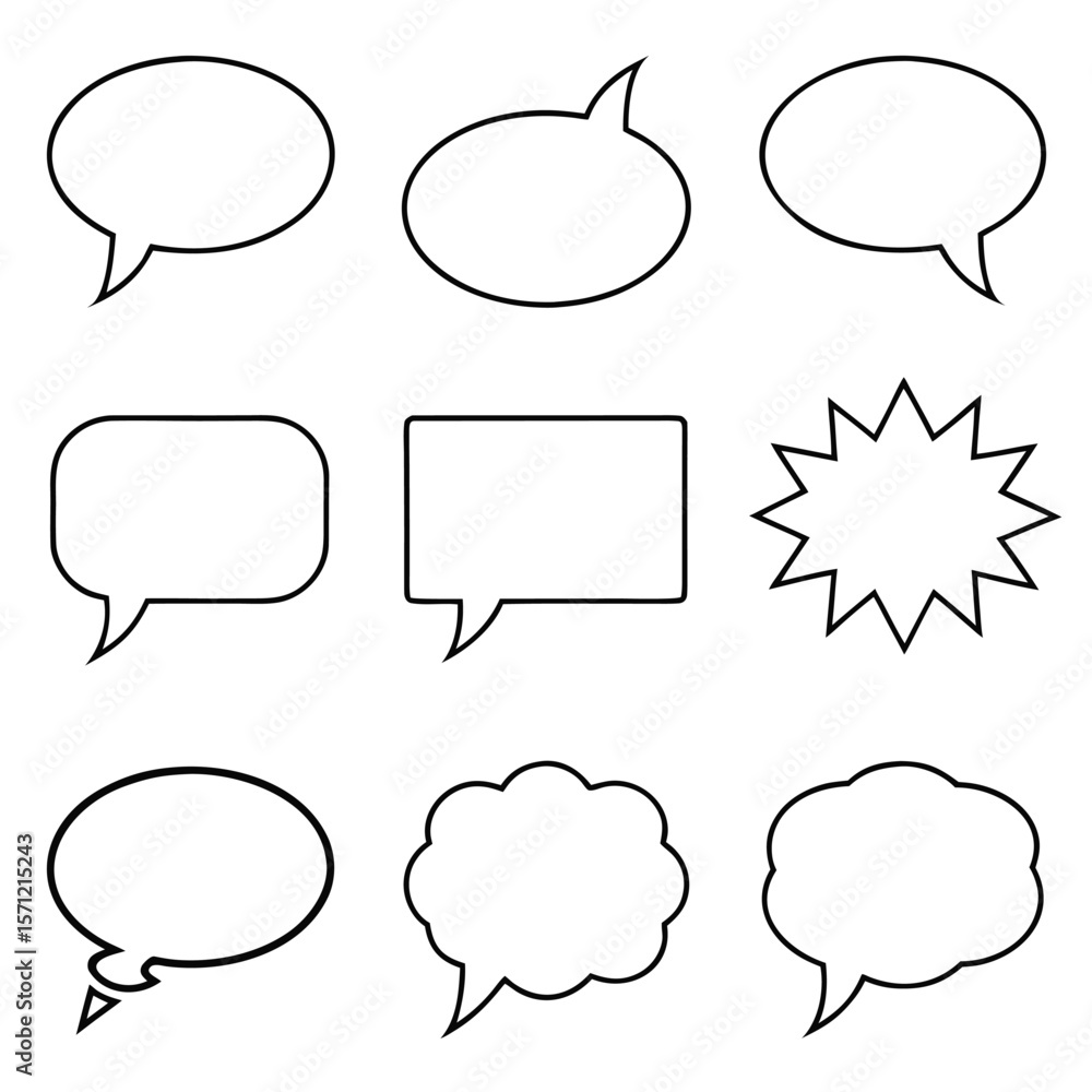 Poster various speech bubbles in different shapes and styles talk communication