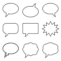 Various speech bubbles in different shapes and styles talk communication