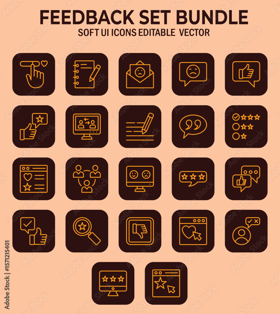 Fototapete assorted feedback icons collection with smooth and outlined design for versatile website interfaces 