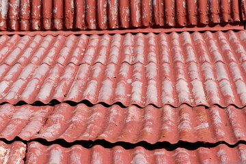 Faded red corrugated iron roof