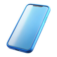 Blue smartphone with blank screen isolated on transparent background