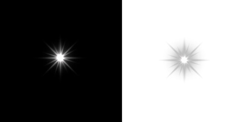 Png white star light, shine. White light effect. Shining light with white colour. Png spotlight sparkle.Vector transparent sunlight special lens glare light effect.