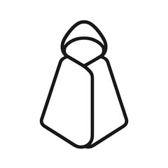 Baby Hooded Towel Shape-Based Outline Icon, Monochrome, Transparent Background