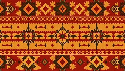 Seamless Tribal Geometric Pattern with Earth Tones