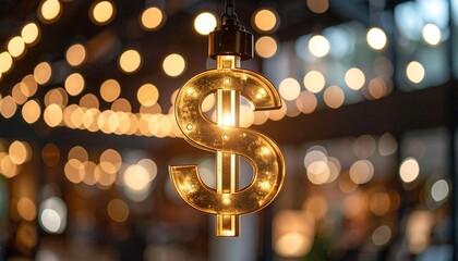 Close-up of a light bulb, inside which you can see the figure of the dollar symbol