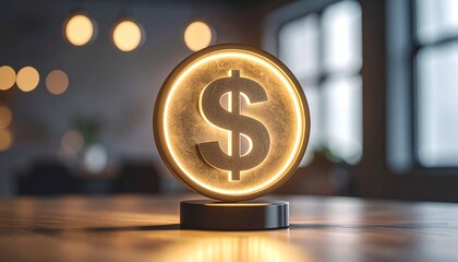 Close-up of a light bulb, inside which you can see the figure of the dollar symbol