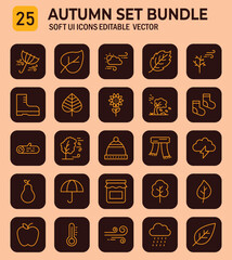 Autumnal Harmony: A Gentle User Interface Icon Collection Reflecting Seasonal Aesthetics and Minimalist Design for