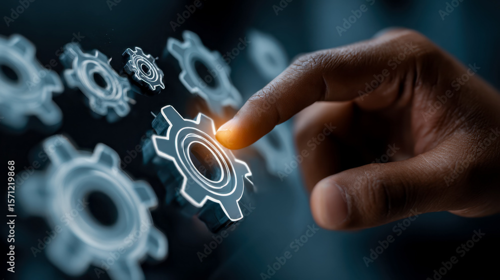 Poster digital interface of mechanical gear integration and innovation