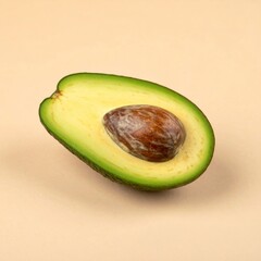 Ripe Halved Avocado on Beige Background