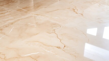 Beige marble with white swirls, polished surface, natural daylight