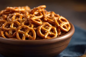  Close up of a bowl filled with tiny circular pretzels © LimeSky