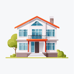 バルコニー付き一戸建て住宅のベクター素材