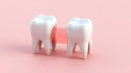 Connection of two teeth with each other, illustrating dental hygiene, filling and the threat of infection. A concept for oral care awareness