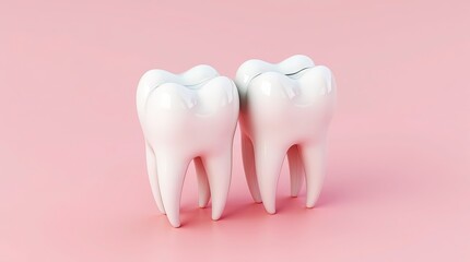 Connection of two teeth with each other, illustrating dental hygiene, filling and the threat of infection. A concept for oral care awareness