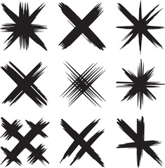 Fototapeta premium Abstract Scratchy Marks Vector Set with Rough Crosshatch Doodles