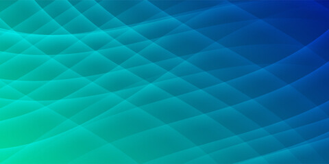 Fototapeta premium Abstract blue to green gradient background with curved mesh lines, smooth flow pattern, and modern digital wave texture