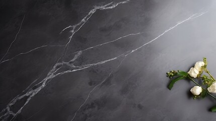 Charcoal marble with silver veins, matte texture, soft lighting