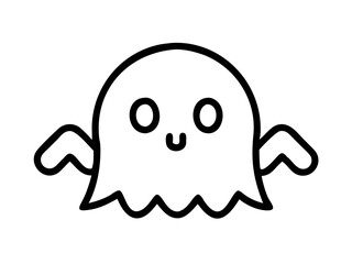 Obraz premium Cute, Sad Ghost Illustration Perfect for Halloween Designs . A simple, cartoonish illustration of a sad ghost. 